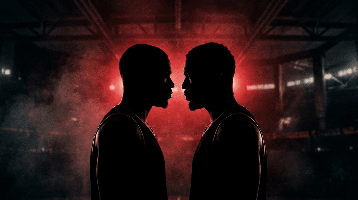 Silhouetted faceoff art